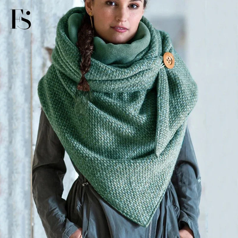 

Fashion Casual Thick Warm Shawl Scarf Solid Color Triangle Wraps