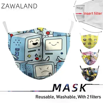 

Zawaland Fashion Adult Cute Adventure Time Print Mouth Mask anti dust Proof Haze Protective PM2.5 Washable Masks With Filters