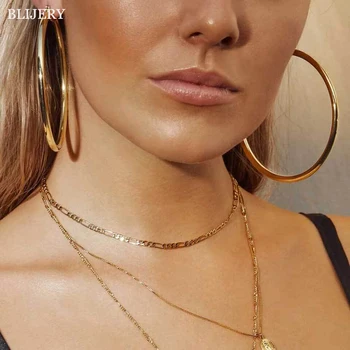 BLIJERY Trendy Exaggerated 5-10cm Thick Hoop Earrings Smooth Big Circle Earrings for Women Punk Jewelry Femme Boucles d’oreilles