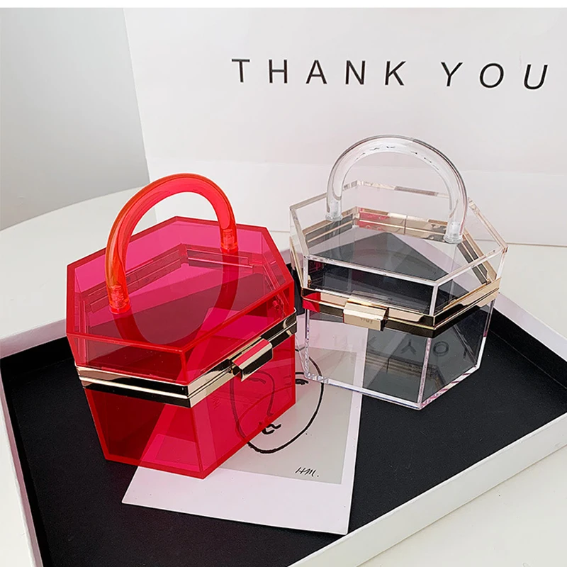 Transparent Clear Acrylic Square Evening Bag Box Clutch Purse Handbags