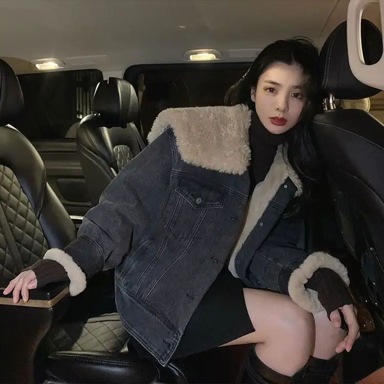 

Autumn And Winter New Denim Pike Coat Loose Plus Retro Winter Short Jacket Blouse Cotton Coat