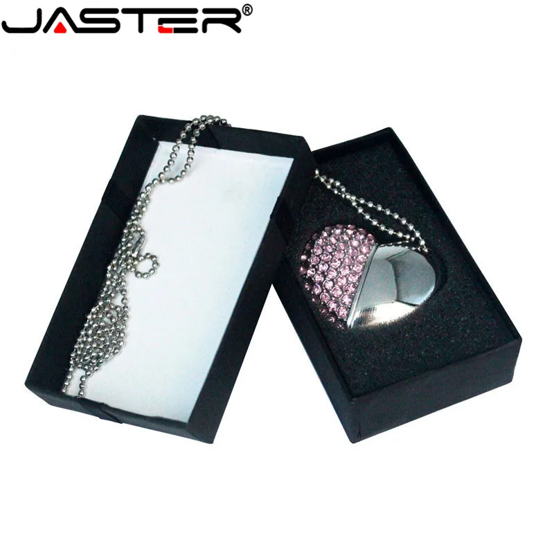 JASTER USB флеш-накопитель кристалл любовь сердце+ коробка ручка-накопитель драгоценный камень 4 г/8 г/16 г/32 г/Диаманте карта памяти свадебный подарок