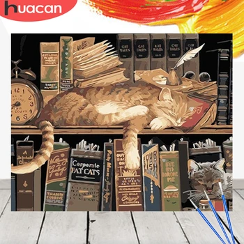 

HUACAN Oil Painting By Numbers Animals Cat Kit Acrylic Paint On Canvas Wall Art Picture HandPainted For Home Decor DIY Gift