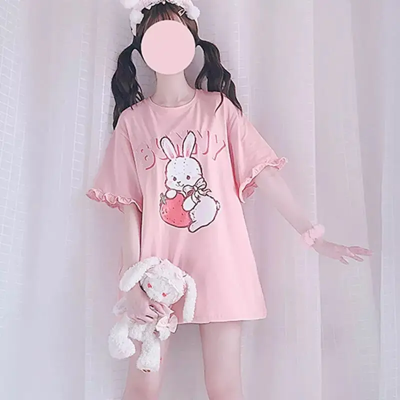 Womwn T-shirt Long Sleeve Female Soft Girl Japanese Cute Anime Girl Print Autumn New Loose T-shirt Student Top Streetwear