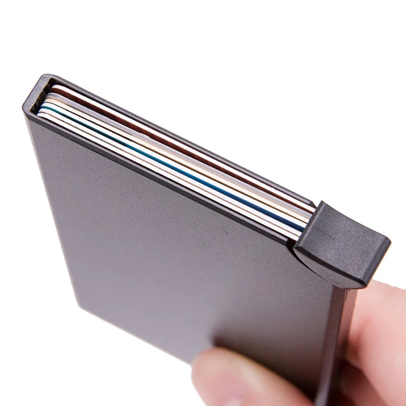 RFID Противоугонный кредитный держатель для карт ID карты Чехол унисекс всплывающий твердый металлический бизнес мини-Банк ультратонкий ID держатель для карт s