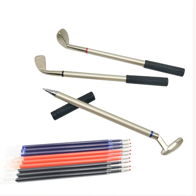 Golf Pens with Golf Bag Holder,Novelty Gifts with 3 Pieces Aluminum Pen Office Desk Golf Bag Pencil Holder