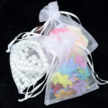 

120Pcs 4x6 Inches Drawstring Organza Bags Jewelry Favors Gift Bags for Wedding Party Christmas Gifts Candy Bags, White