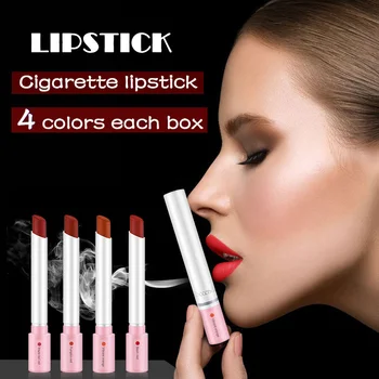 

High Quality 4 Colors Cigarettes Shaped Lipstick Set Matte Mist Finish Long Lasting Waterproof Lips Makeup