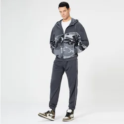 Sweat à capuche et pantalon de sport, ensemble de deux pièces de grande taille, couture de Camouflage, printemps et automne 