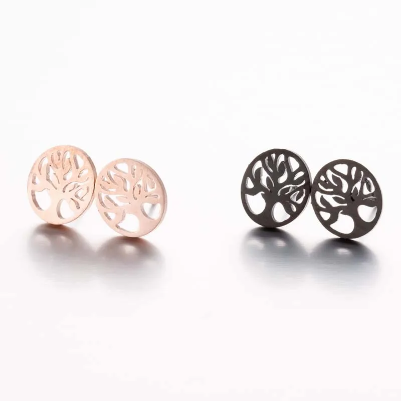 Vintage Böhmen Baum des Lebens Ohrringe Lotus Schwarz Blatt Baum Ohrringe Edelstahl Schmuck Für Frauen Ohrstecker bijoux – Detail 8
