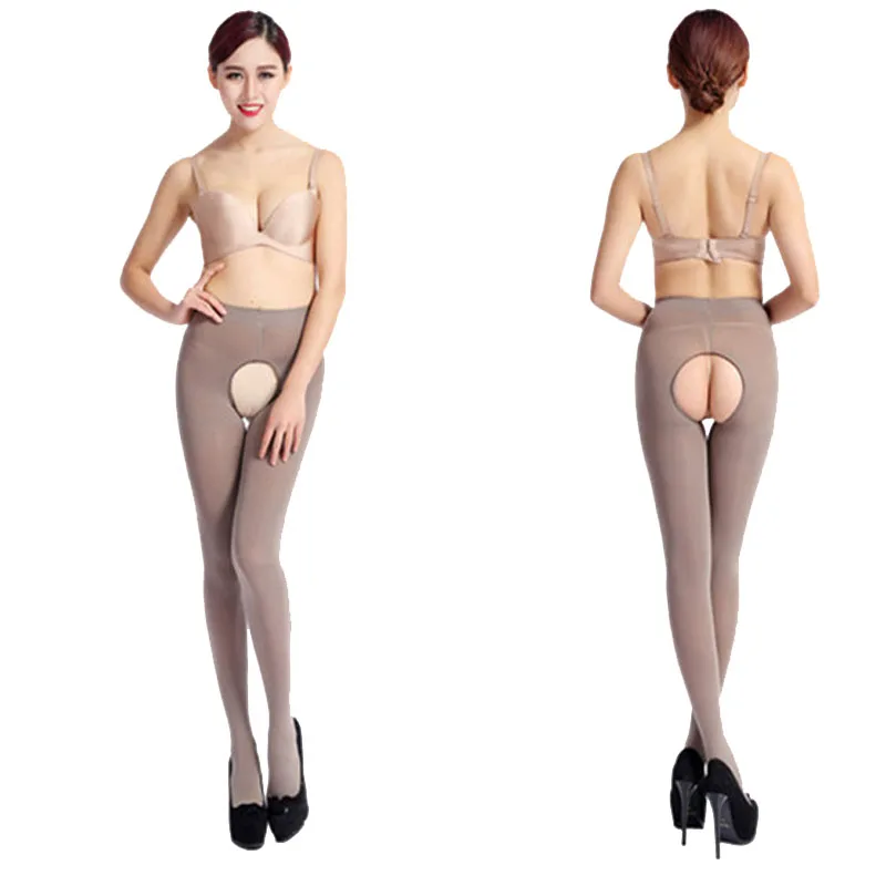 Women 120D Velvet Crotchless Sexy Tights Spring Autumn Open Crotch Pantyhose Stretchy Slim Skinny