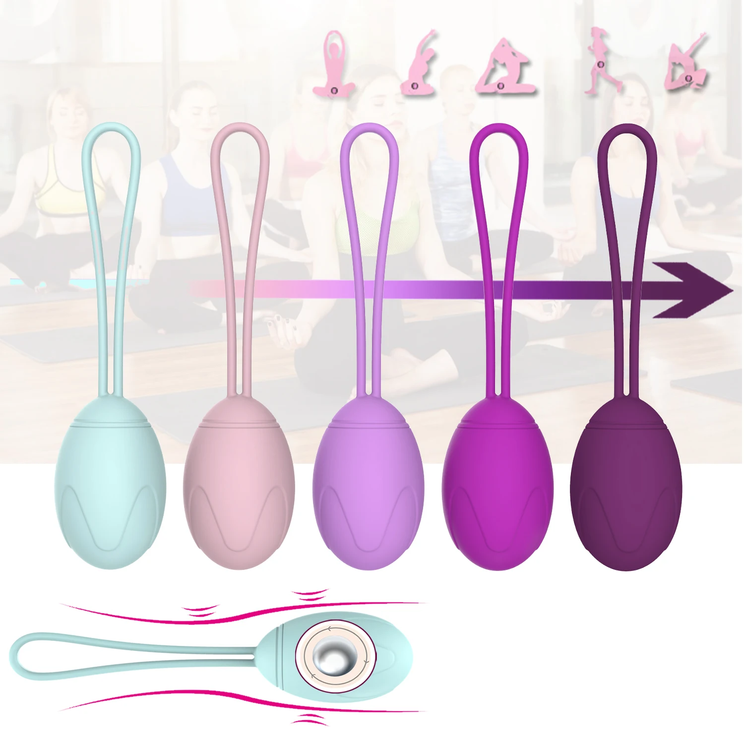  Safe Silicone Vaginal Balls Trainer Kegel Ball Ben Wa Ball for Woman Vagina Tighten Exercise Machin