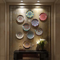 Bohemian Style Ceramic Decorative Plate, Living Room Decoration, Background Wall Hanging Plate 1