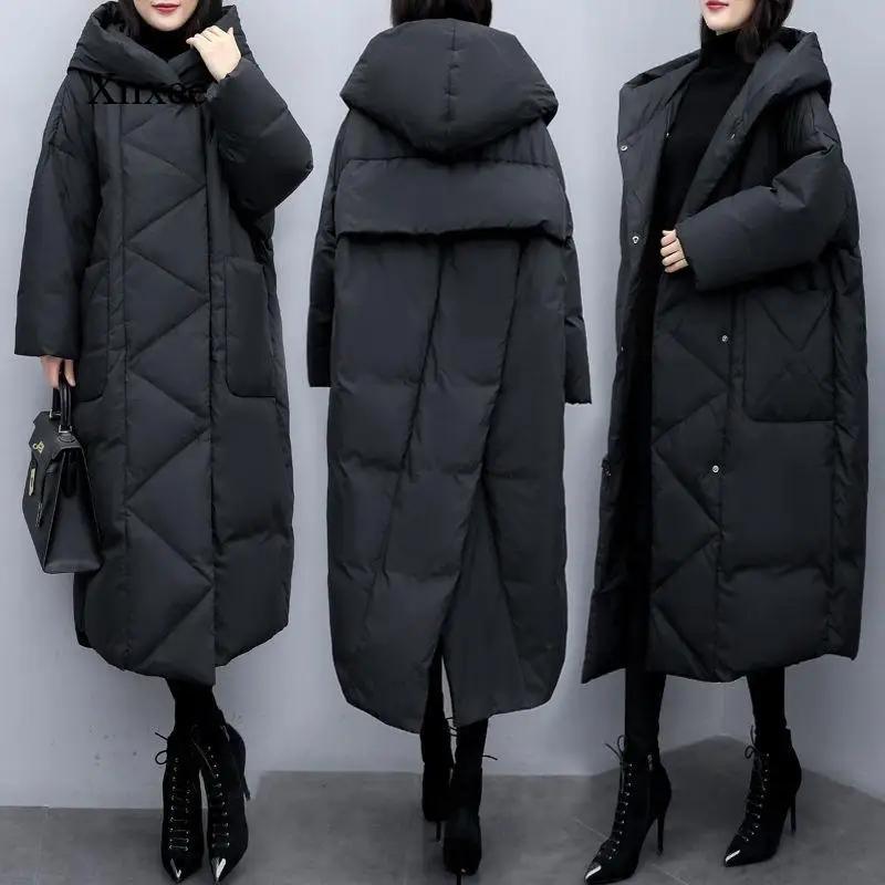 autumn-and-winter-women's-korean-style-loose-mid-length-over-the-knee-black-women's-thick-coat