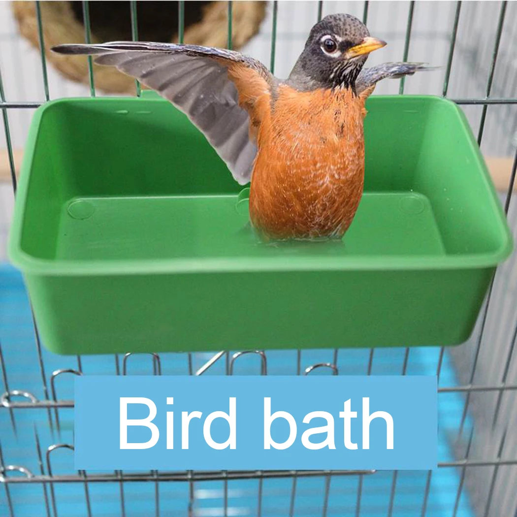 Multifunction Creative Green Food Tray Parrot Bathtub Animal Cage Standing  Wash Shower Box Bird Toys Pet Bird Cleaning Products