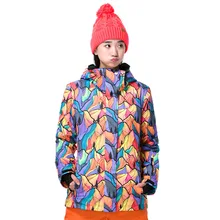 Gsou Snow Женская лыжная куртка водонепроницаемая сноуборд красочные печатные сноуборд куртка дышащая зимняя куртка женская зимняя куртка
