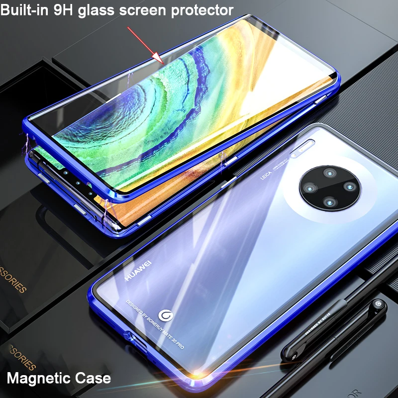 Магнитный чехол с полной защитой 360 градусов для Huawei Mate 30 Pro металлический бампер