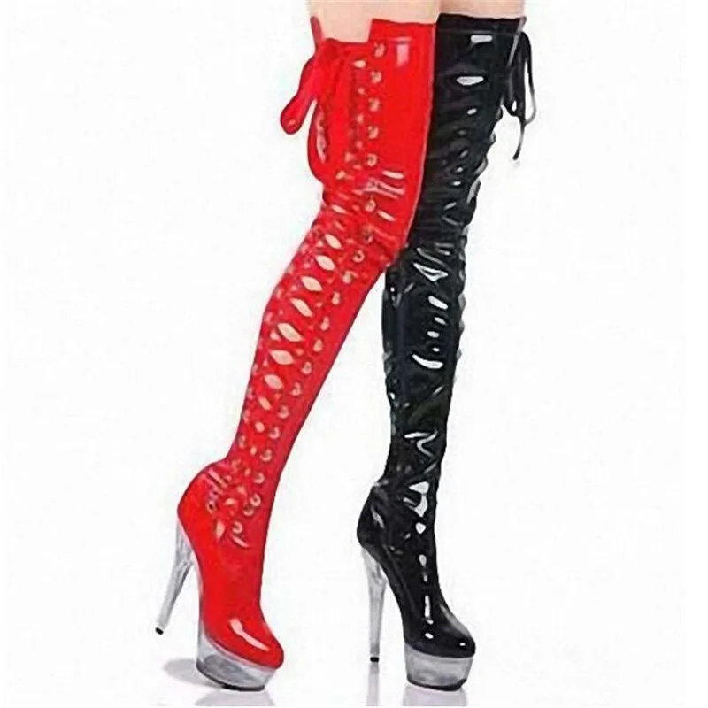 good quality Shoes woman 15cm Thin Heels waterproof platform 5CM botas Bottes Femmes Super high heeled Knee Boots Size 4-14 15