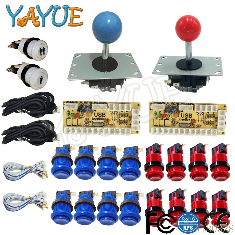 PC Game Encoder MAME 1 Player LED Button Arcade Control Panel Happ Joystick