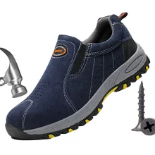 Steel Toe Safety Work Shoes Men Fashion Casual Breathable Non Slip Boots Labor Insurance Rubber Sole Puncture Proof Shoe 35-46