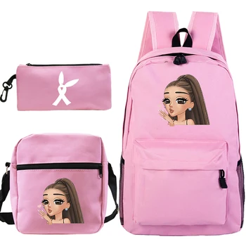 

Popular Ariana Grande Backpack Child Bookbag Boys Girls Schoolbag Teens Rucksack Gift (3pcs Set/backpack+shouder Bag+pen Bag)