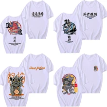 Свободная Мужская футболка в японском стиле Харадзюку с коротким рукавом, уличная одежда в стиле хип-хоп, Ukiyo, Готическая хлопковая национальная одежда для женщин