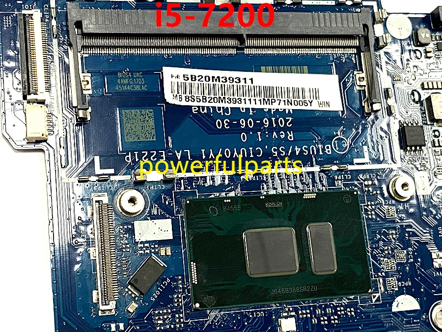 cheap motherboard for pc 100% working for ideapad 510S-14IKB motherboard with i5-7200 cpu 5B20M39311 BIUS4 LA-E221P mainboard tested well motherboards computer