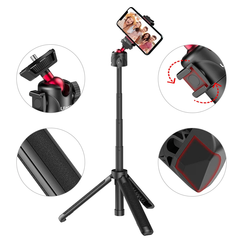 Ulanzi-Mini trípode extensible para Vlog, MT-16 con zapata fría para  micrófono, luz LED, palo de Selfie, cámara web, para iPhone, DSLR, Sony,  Gopro