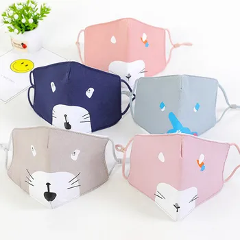 

5pcs Children's Printed Mask Kids Cute Cartoon Face Mask Fashion Reusable Washable Protective Mask Mascarilla Reutilizable
