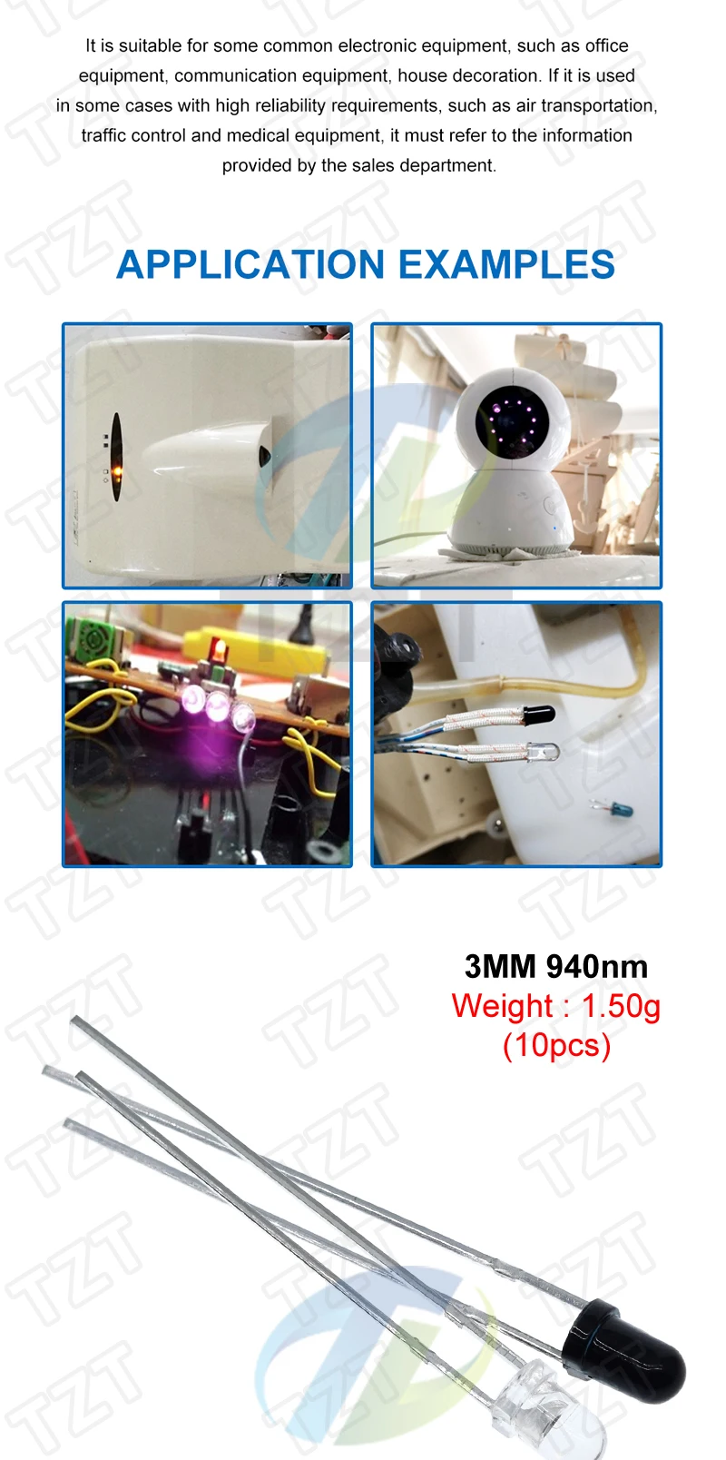 TZT 10/20/50 Stück 3 mm 5 mm 940 nm LEDs Infrarot-Sender und IR-Empfänger LED 301A für Arduino – Detail 3