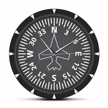 

Directional Gyro Compass Flight Instrument Modern Wall Clock Airplane Pilot ART Airplane Home Decor Wall Watch Silent Swept