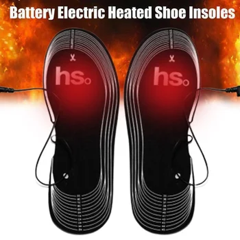 

Carbon Fiber Electric Heated Insoles Battery Powered Cuttable Shoes Insert Heating Pad Foot Warmer Care Accessory Size 35-45