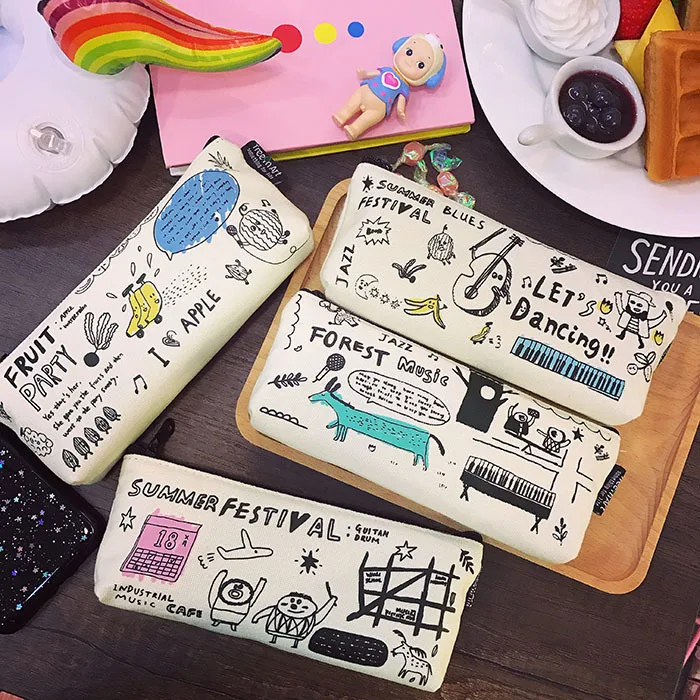 Kawaii граффити холст школьный ручка чехол фабричная карандашная сумка пенал etui, мелки cuir пенал для карандашей stifte tasche Карандаш Чехол школьные 04936