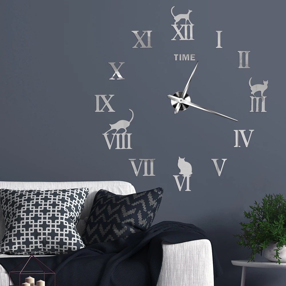 Large Wall Clock Quartz Needle 3D DIY Decorative Kitchen Clocks Acrylic Mirror Stickers Oversize Wall Clock Home Decor wall clock wall clock sticker