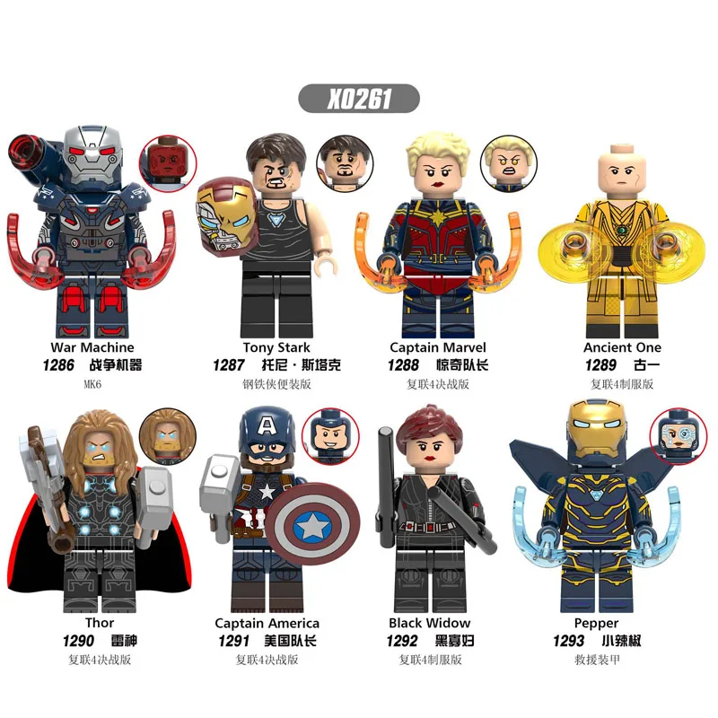 

Plastic Building Block Super Heroes Movie4 Thor Ancient One Pepper Captain America War Machine Figures For Children Toy X0261