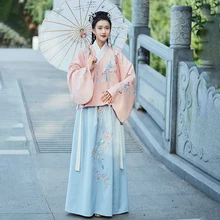 Классический Hanfu для женщин вышивка танцевальные костюмы традиционное платье феи народный фестиваль наряд рейв представление одежда DC3196