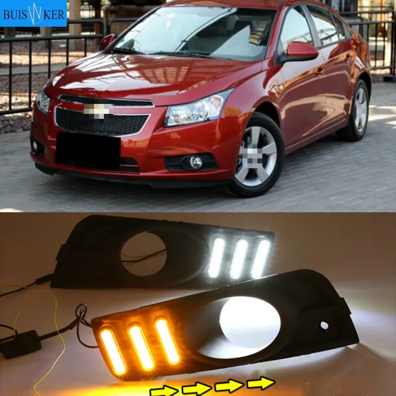 

2 шт. светодиодный для chevrolet cruze 2009 2010 2011 2012 2013 2014 DRL Дневной светильник с сигнал поворота лампы