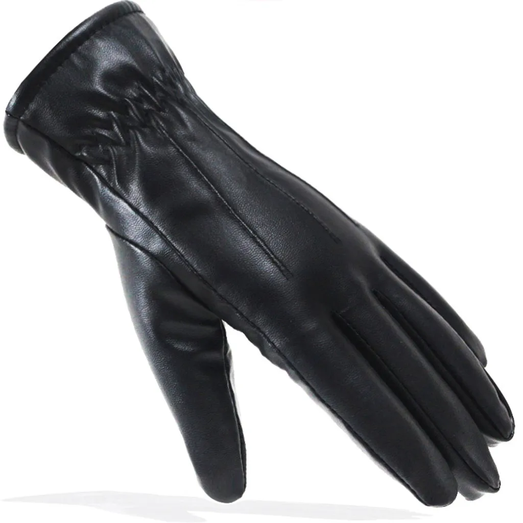 Женские зимние перчатки плюс бархатные Утепленные перчатки холодная погода теплые кожаные перчатки с двойной подкладкой мотоциклетные гуанты для езды