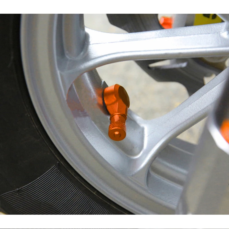 

Orange CNC Motorcycle 90 Degree Angle Wheel Tire Stem Tubeless Valve Aluminum