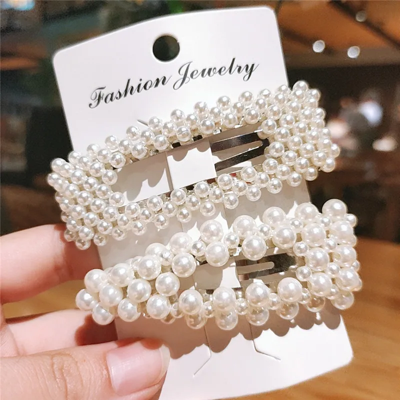

2019 New Korea Style Pearl Hair Clip for Women Girls Barrette Stick Headwear Elegant Wedding Hairpins Hair Styling Accessories