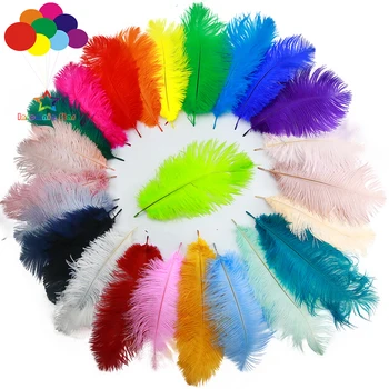 

30 color Ostrich feathers 15-20 cm cake shop decoration starry wedding supplies mask birthday handmade DIY