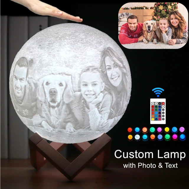 Lámpara de escritorio con Base de madera, luz nocturna 3D personalizada con  texto y foto, regalo personalizado con alimentación USB - AliExpress