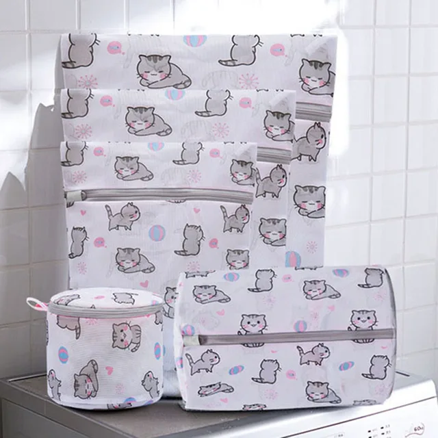 Aranyos Nyomtatott Mosó Táska Háztartási Ruhák Védelme Szép Rajzfilmmosó Nettó Táskák Gépen