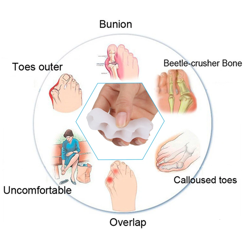 1 Pair/2 Pcs Silicone Hallux Valgus Corrector Toe Separators Bunion Correctors Foot Finger Splitter Thumb Spacer Feet Spreader