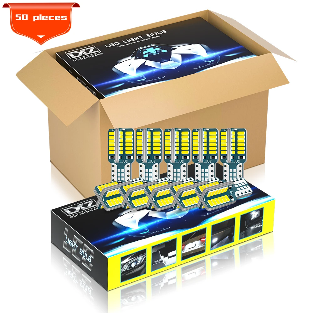 Светодиодная лампа DXZ T10 50 шт. светодиодные лампы W5W 48 SMD Canbus 168 194 6000K 12 В белый свет