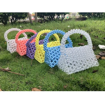 

Handmade Beaded Triangle Bag Color Acrylic Beads Portable Stereo Envelope Boston Bag Ins Hot Famous Designer Tiangle Shape