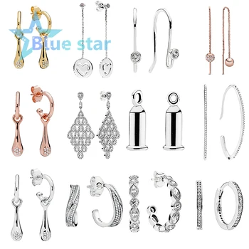 

Bule Star 100% 925 Sterling Silver pandoras Modern LovePods Rose Polished and Pave Bead Dangle Cascading Glamour Earrings