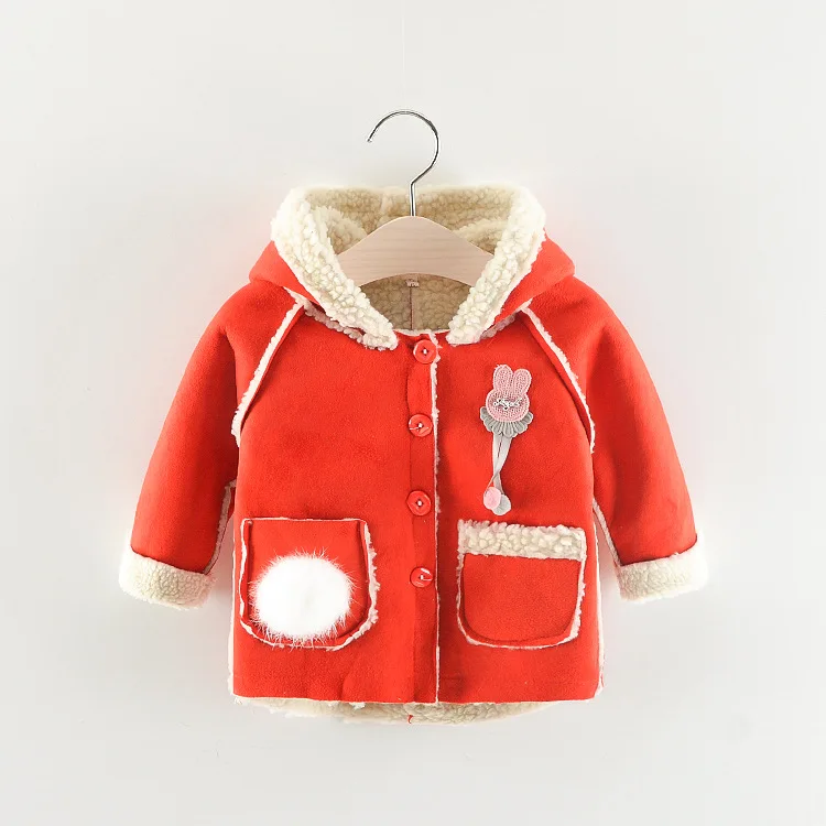 Mink red Камуфляжное бархатное пальто с капюшоном и заячьими ушками; детская зимняя одежда для прогулок; Теплая Бархатная одежда для девочек с героями мультфильмов - Цвет: Mink red
