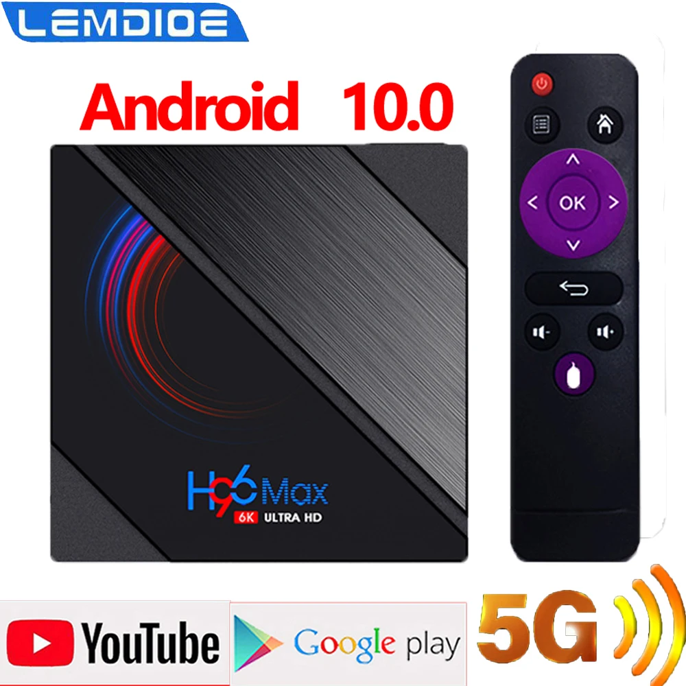 ТВ приставка android 10 4G 64GB 6K 2020 Android TV Box H96 MAX H616 Smart Google Voice Декодер каналов кабельного