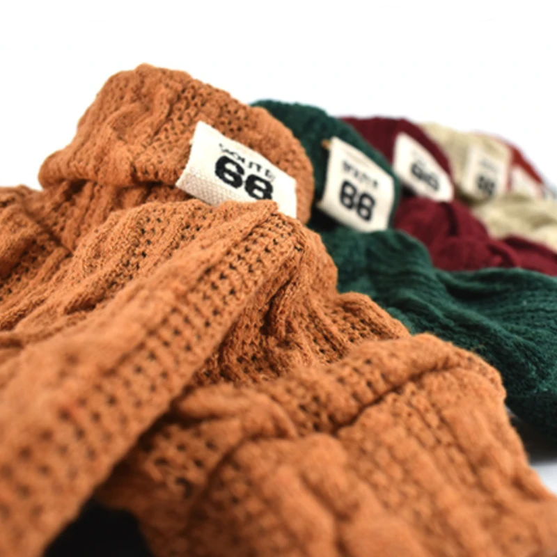Winter Thickening Pet Cat Dog Clothes Knit Sweater High Collar Warm Soft Pet Sweater For Small 4